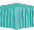 Biscaynebay Wrap Around Bed Skirts for King & Cal King Beds 18" Drop, Aqua Adjustable Elastic Dust Ruffles Easy Fit Wrinkle Resistant Silky Luxurious Fabric Machine Washable