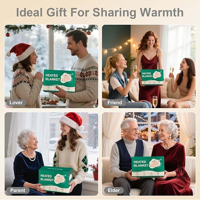 Heated Blanket Queen Size - 84" x 90" Electric Blanket with 5 Heat Settings, Double Zone Heating, 10 Hrs Auto Off, Overheat Protection, Washable Heating Blanket, Gifts for Grandma, Grey