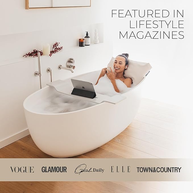 BADESOFA® Luxury Seat Cushion for Bath | Premium-Quality Materials | Comfortable & Quick-Drying | Washable Bath Pillow in Beige | Home Spa | Suitable for Bathtub, Steam Sauna & Hot Tub