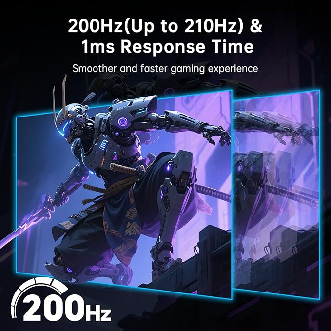 KTC 27 Inch Gaming Monitor - 2K QHD 2560 x 1440 Monitor, Up to 210Hz & 1ms, Bulit-in Speakers, Adaptive Sync, HDR400, 131% sRGB, IPS Monitors Gamer with HDMI 2.0 x 2 & DP1.4 x 2, H27T22C-3