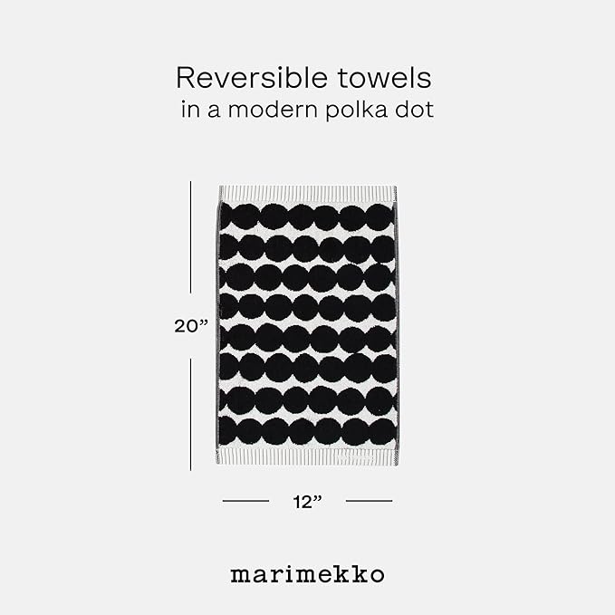 MARIMEKKO Räsymatto Terry Cotton Guest Towel – Polka Dot Patterned Guest Towels – 20 in x 12 in