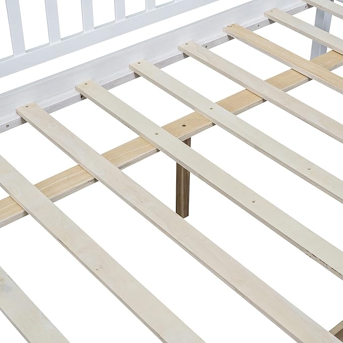 Bellemave Full Size Bed Frames with Rails for Kids, Full daybed Frame with Drawers for Boys/Girls/Adults， White