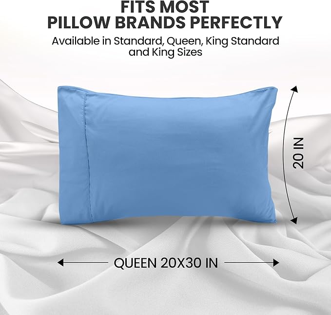 Pillow Covers by Utopia Bedding - Queen Size 2-Pack – Soft Brushed Microfiber – Perfect for Hospitals, Hotels, Guest Rooms – Oeko-TEX Certified, 20x30 Inches (Dutch Blue)