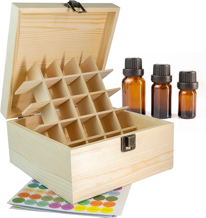 Essential Oil Storage Box Wooden Essential Oils Display Organizer Stand Holder for 15 ml Bottles Nail Polish Collection. 25 slots (Type A)