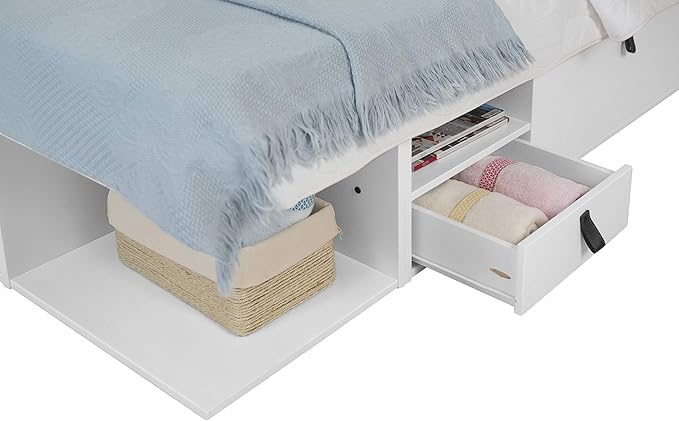 memomad Bali Storage Platform Bed with Drawers (Full Size, Off White)