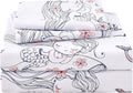JSD Mermaid Girls Sheet Set Twin Size, 3 Piece Ocean Theme Microfiber Kids Bed Sheets Deep Pocket