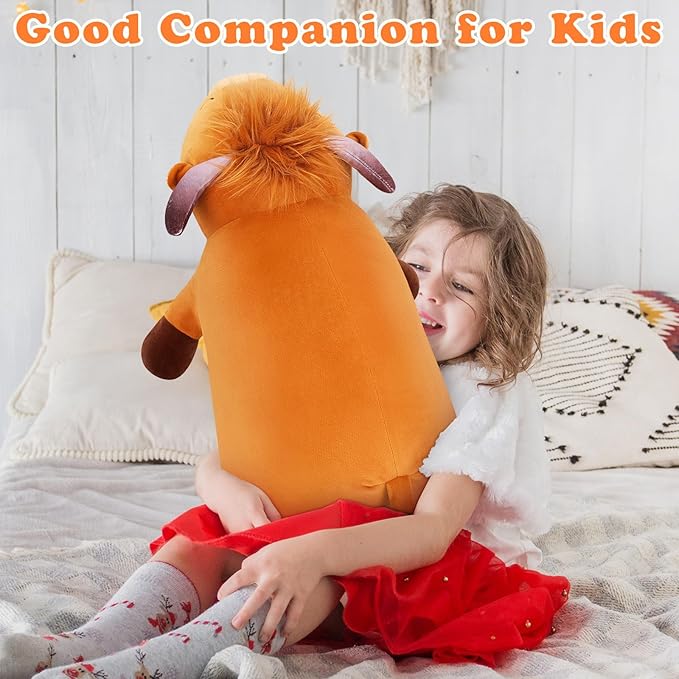 Auspicious beginning 30'' Giant Highland Cow Plush Stuffed Animal-Cute Highland Co Plush Body Pillow Plushies, Large Sleeping Soft Stuffed Animal Big Plushie Toy, Birthday Gifts for Kids Girls Boys