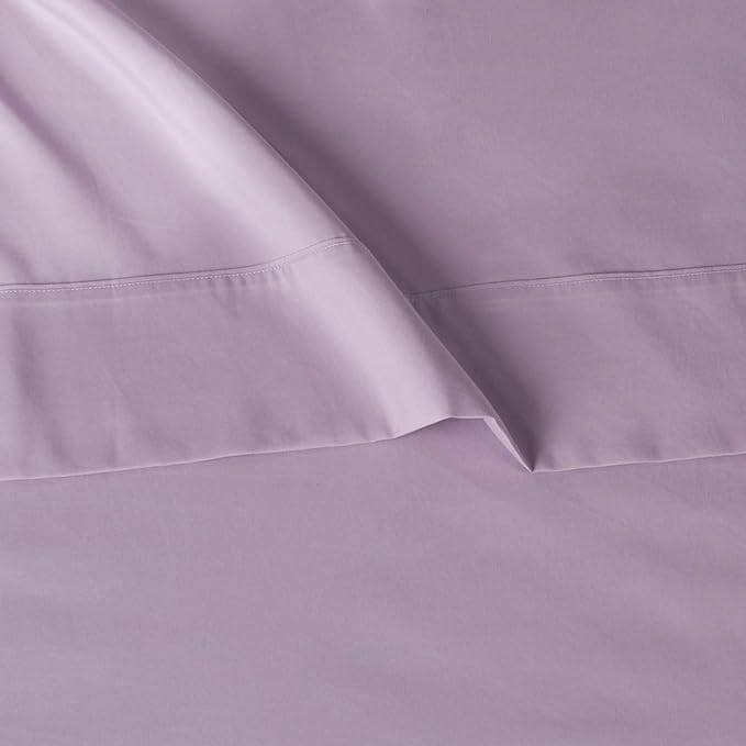 Amazon Basics Lightweight Super Soft Easy Care Wrinkle Free Microfiber 3 Piece Bed Sheet Set with 14-Inch Deep Pockets, Twin, Frosted Lavender, Solid, Kids, Men & Women Bedding (Pack of 4)