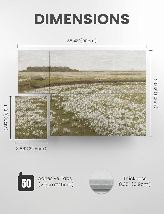 Wall Art Acoustic Panels,35''X24'''Soundproof Wall Panels-8-Pack with 50 Adhesive Tabs, Panels for Living Room and Recording Studio, Offices-A Vast Summer Landscape