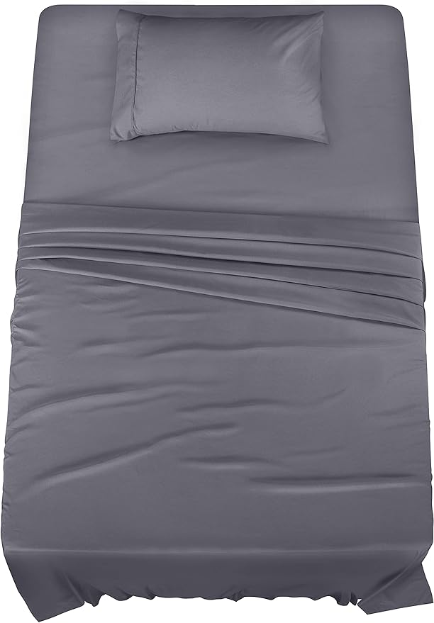 Utopia Bedding Twin Sheet Set – 3 Piece Bed Sheets for Twin Size Bed, Soft and Breathable Microfiber, Includes 1 Fitted Sheet, 1 Flat Sheet and 1 Pillowcase (Grey)