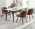 Ealson Modern Dining Chairs Set of 4 Leather Upholstered Accent Dining Room Chairs with Metal Legs Comfortable Armless Kitchen Chairs for Living/Dining Room, Brown