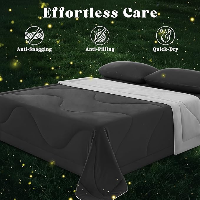 Cooling Comforter King Size, Double-Sided Cooling Blanket for Hot Sleepers & Night Sweats, Arc-Chill Q-Max > 0.4 Breathable Ice Blanket, Lightweight Cold Comforter (108''x90'', Dark Grey)