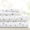 Linen Market Double-Brushed Patterned Microfiber Queen Sheet Set 4 Piece – Oeko-TEX Certified Ultra Soft & Wrinkle-Free - 16" Deep Pocket Sheets - Easy Care Queen Size - Soft Floral Light Blue