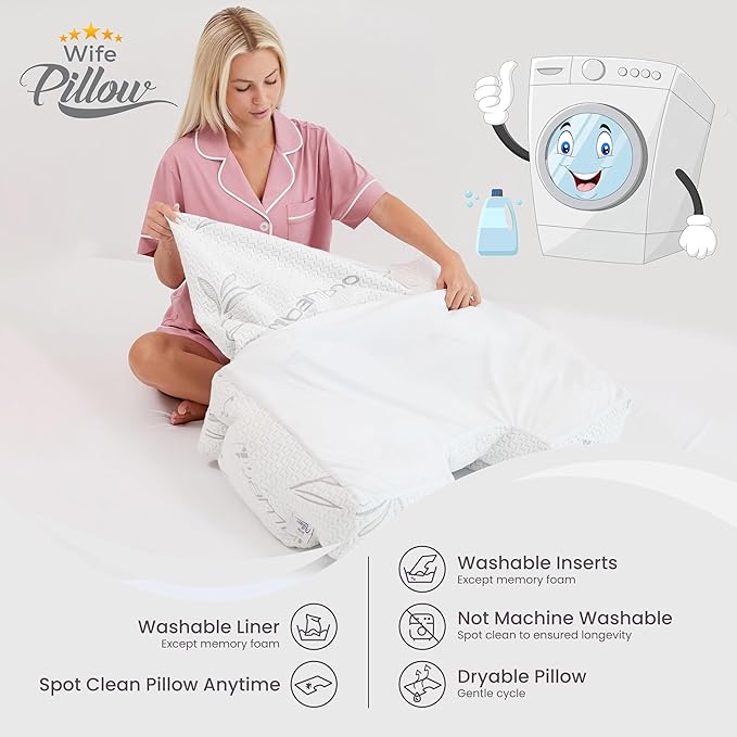 Wife Pillow - Topper, Rayon Shell/Charcoal Shredded High Density Memory Foam Filling. Adjustable for Side Sleepers by Zipper Access to Add/Remove Fill for Best Sleeping: High Denisty Support