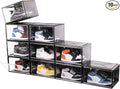 KDOR Shoe Boxes Clear Plastic Stackable 10 Pack Sneaker Storage Boxes with Magnetic Door, Acrylic Display Case, Strong and Sturdy Fit Shoe Size Up to US 15