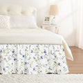 RIMELA Blue Berry Floral Bed Skirt Queen Size 15 Inch Drop, Elastic Bed Skirting for Bed Frame, Bedding Dust Ruffle Easy to Install, Lightweight Wrap Around Adjustable Bedskirt