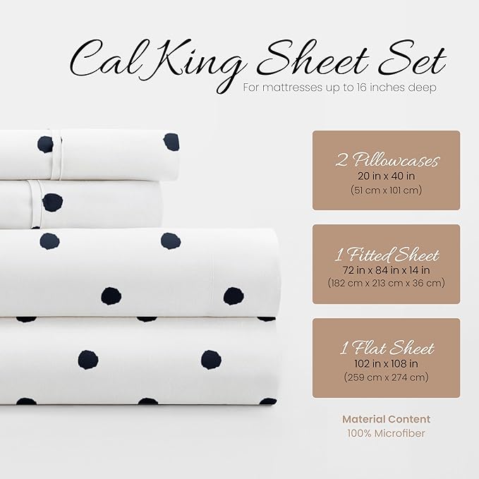 Linen Market 4 Piece California King Bedding Sheet Set (Navy Blue) - Sleep Better Than Ever with These Ultra-Soft Cooling Bed Sheets for Your California King Size Bed - Deep Pocket Fits 16" Mattress