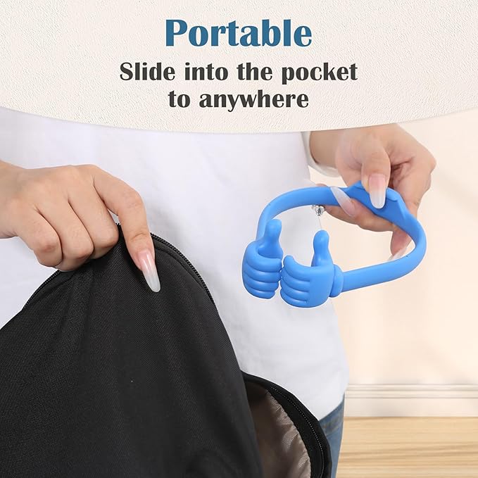 Honsky Thumbs up Cell Phone Stand Holder, Ok Stand Tablet Stand Cradle for Desk Desktop Smartphone Cellphone Mobile Phone Tablets - Universal Adjustable Flexible - Light Blue/Light Yellow