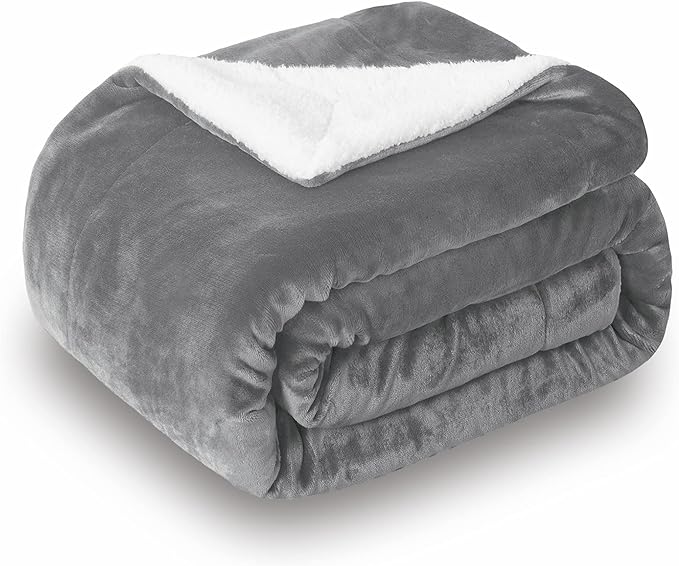SOCHOW Sherpa Fleece Throw Blanket, Double-Sided Super Soft Luxurious Plush Blanket TwinSize 60 inchx80 inch, Grey
