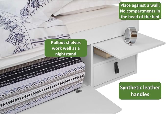 memomad Bali Storage Platform Bed with Drawers (King Size, Off White)