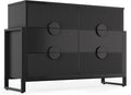 LGHM Fluted Dresser for Bedroom with 6 Drawers, Modern 6 Drawers Dressers with Semicylinder Fluted, Solid Chest of Drawers, 50" W Dresser with Bold Steel Frame, Metal Handles, Black