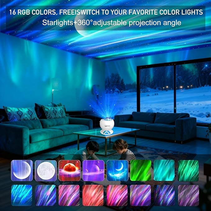 Star Projector,Moon Light,16-Color Aurora Projector Galaxy Projector,Supports USB Storage and Playback,Suitable for Children's bedrooms,Living Room Decoration,Christmas Gifts for Teenagers
