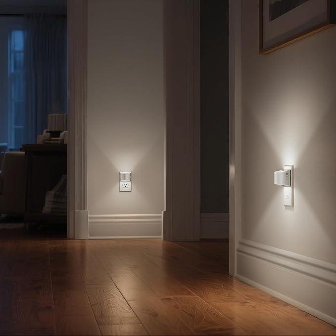 DORESshop LED Night Light[2 Pack], Night Lights Plug into Wall, 3 Level Brightness Adjustable Plug in Night Light, Dusk to Dawn Sensor Nightlights for Adults,Bedroom,Bathroom,Hallway,5000K White Cover