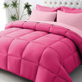 JOLLYVOGUE King Comforter Set, Ultra-Soft Bed in a Bag King Size 7 Pieces, Oeko-TEX Certified Bedding Set with Down Alternative Comforter, Sheets, Pillowcases & Shams, Hot Pink & Baby Pink