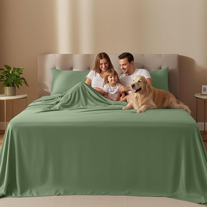 Utopia Bedding Queen Sheet Set – 4 Piece Bed Sheets for Queen Size Bed, Soft and Breathable Microfiber, Includes 1 Fitted Sheet, 1 Flat Sheet and 2 Pillowcases (Sage)