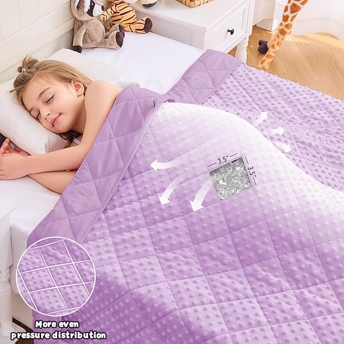 yescool Weighted Blanket 5 Pounds, Blanket Gifts for Boys and Girls, Small Weighted Throw Blankets Washable Heavy Blankets, Winter Weighted Comforter for 40-70lbs, 36 * 48in, Light Purple