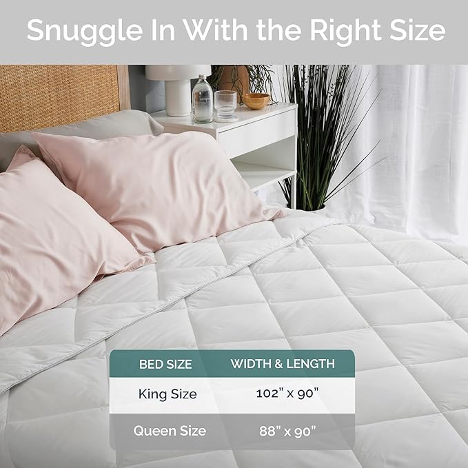 100% Viscose Derived from Bamboo Comforter, Cooling Comforter, Duvet Insert, Breathable, Extra Fluffy, Lightweight Comforters, King Size