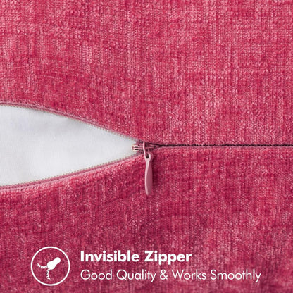 MIULEE Pack of 2 Couch Throw Pillow Covers 18x18 Inch Hot Pink Farmhouse Decorative Pillow Covers with Stitched Edge Soft Chenille Solid Dyed Spring Pillow Covers for Sofa Bed Living Room