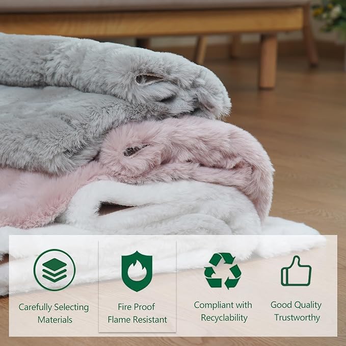 Latepis Light Pink Accent 4x6 Rug for Girls Room Non-Slip Faux Rabbit Fur Rugs Alfombras para Habitacion Washable Fluffy Rug for Living Room Bedroom and Play Room
