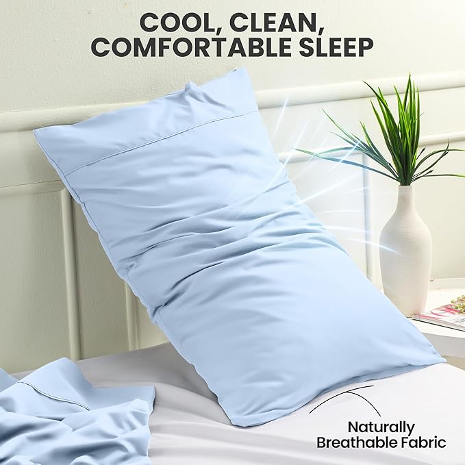 Pillow Covers by Utopia Bedding - Queen Size 2-Pack – Soft Brushed Microfiber – Perfect for Hospitals, Hotels, Guest Rooms – Oeko-TEX Certified, 20x30 Inches (Ice Blue)
