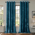 SMILETIME Tranquil Blue Crushed Velvet Curtains 52x90 inch Luxurious Thermal Insulated Soundproof Drapes for Living Room Bedroom Office Soft and Durable Light-Filtering Window Treatments, 2 Panels