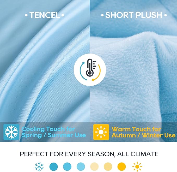 King Size Weighted Blanket 20lbs(88''x104'', Dual-Sided), Reversible King Weighted Blanket with Cozy Warm Velvet & Cooling Tencel Fabric for Adults & Couple All Season - Carry Bag Included, Lake Blue