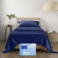 THREAD SPREAD Twin XL Sheet Sets Cotton - 400 Thread Count 100% Cotton XL Twin Sheets, 3 PC (Navy Blue), Luxury Soft, Breathable, Cooling, Extra Large 16" Deep Pocket Sateen Bedsheet for Dorm Rooms