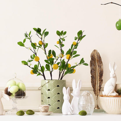 ucky Artificial Lemon Branches，4pcs of 27 Inch, Realistic Green Leaves and Yellow Lemon Fruit, Spring Summer Decoration Plants, Kitchen Decor Plant, Home Decor Plants，Greenery Stems