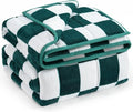 Wemore Flannel Fleece Weighted Blanket for Adult Queen Size 20 lbs, Dual Sided Luxurious Checkerboard Grid Heavy Blankets, Ultra Soft Throw Blanket, Plaid Green, 60 x 80 inches