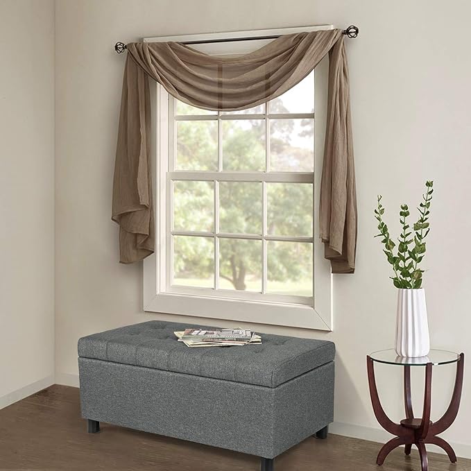 Joveco Rectangular Lift Top Storage Ottoman Bench, Tufted Storage Bench for Living Room Entryway Bedroom (Gray)
