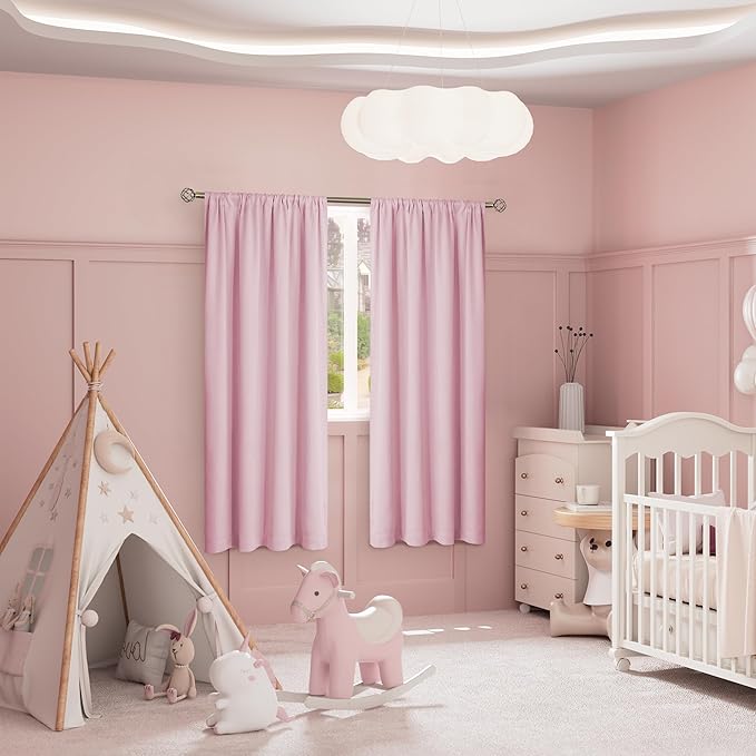 BGment 100% Blackout Curtains for Bedroom 72 Inch Long, Full Room Darkening Soundproof Heavy Thermal Insulated Bedroom Window Drapes with Rod Pocket, 2 Panels, 42 x 72 Inch, Pink
