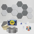 Self-Adhesive Acoustic Panels [390 lbs/yd³ Ultra-High Density], 2nd Generation Sound Absorbing Panel, Professional Level Sound Panel, Polyester Soundproof Foam [Size L, MoonGrey & SilverGrey]