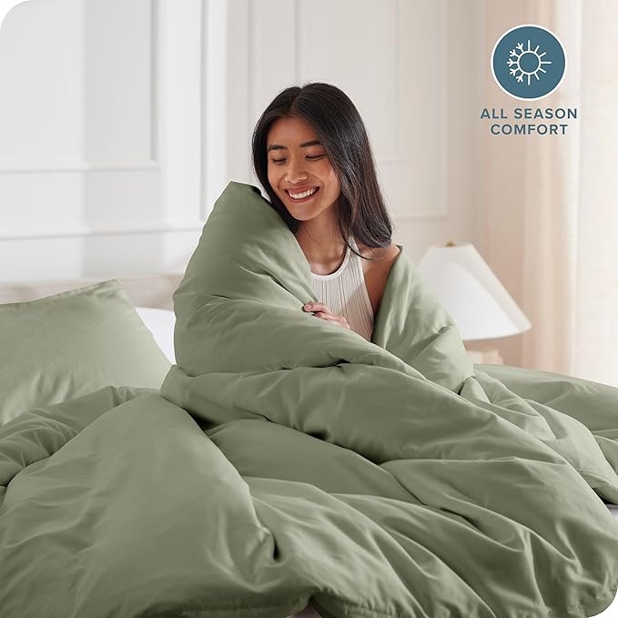 Bare Home Bedding Duvet Cover Full Size - Premium 1800 Super Soft Collection - Lightweight, Cooling - Soft Breathable Bedding Duvet Cover (Full, Sage)
