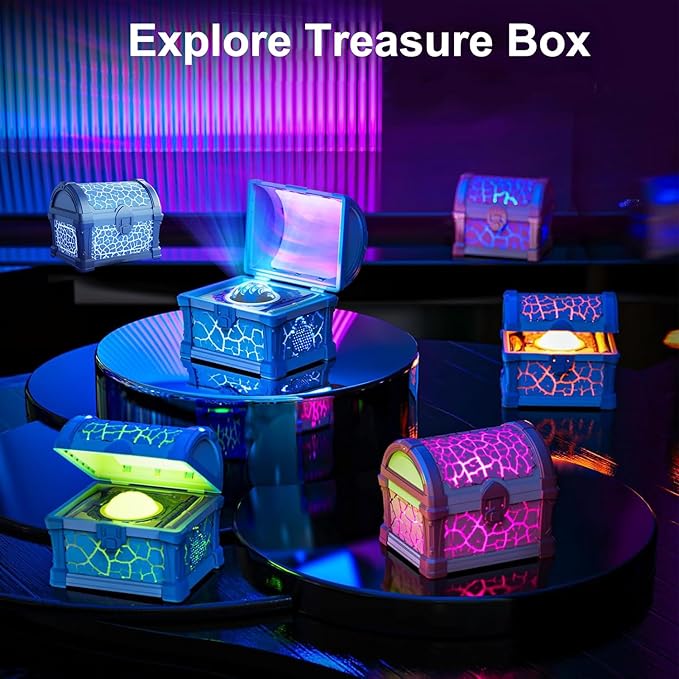 Treasure Box Northern Lights Projector, Galaxy Aurora Night Light Projector with 8 Colors, White Noises, Timer & Remote Control, Ceiling Projection Ambient Lighting for Bedroom Gaming Room Gifts, Blue
