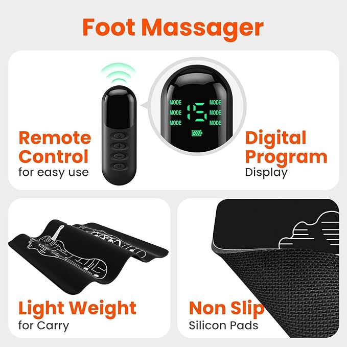 Portable Foot Massager for Tired Feet -6 Massage Modes,20-Min Timer, Pulse & Deep Tissue Relief, Travel-Friendly Comfort
