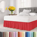 Wrap Around Dust Ruffle Bed Skirt - Red - for Full Size Beds with 24 Inch Drop - Easy Fit Elastic Strap - Adjustable Pleated Bedskirt w/Brushed Fabric - Wrinkle Free - for Women, Men, Kids & Teens