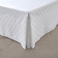 King Size Bed Skirt, Pleated Knitted Jacquard Waffle Weave Striped Bed Skirt, Tailored Dust Ruffle 14 Inch Drop Easy Fit, Machine Washable (White, King- 14" Drop)