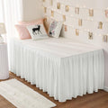 RIMELA Dorm Bed Skirt Twin XL 32 Inch Drop, Easy to Install Extra Long Wrap Around Elastic Dust Ruffle, Warm White Bedskirt Solid Silky Fabric Machine Washable (Twin XL 80“L x 39”W & Twin 75“L x 39”W)
