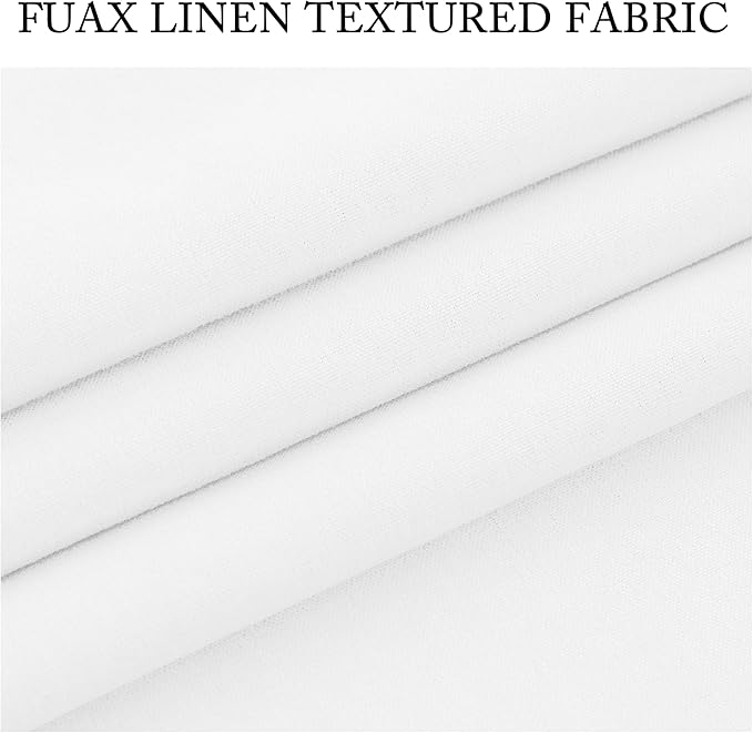 RYB HOME 4 in 1 Set Dust Filter - Soundproof - Blackout - Insulating, Energy Efficiency Linen Curtains for Kids Bedroom Living Room Divider Apartment Hotel Office Theatre, White, W 52 x L 95, 2 Pcs