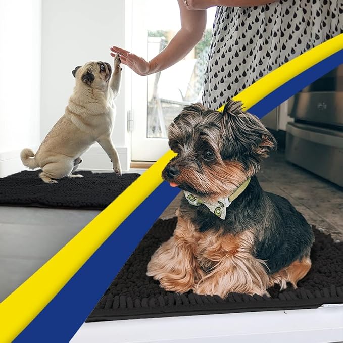 Muddy Mat® | Super Absorbent Door Mat Indoor, Microfiber Quick Dry Chenille Entryway Rug, Non-Slip Front Door Mat, Indoor Mats for Entryway, Machine Washable Pet Rug, Black XXXL 72"X48"